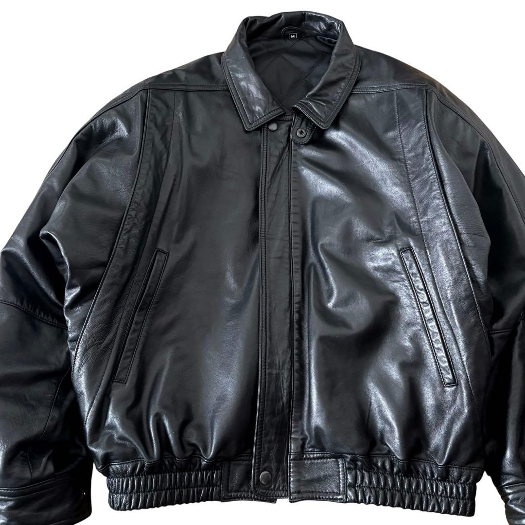 vintage Leather bomber jacket 黒 M