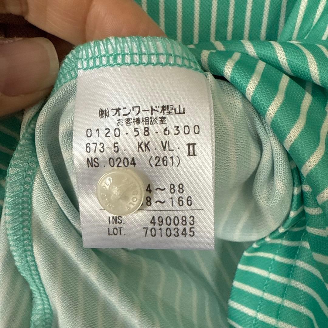 23区　GOLF 長袖ポロシャツ II グリーンストライプ　ゴルフウェア