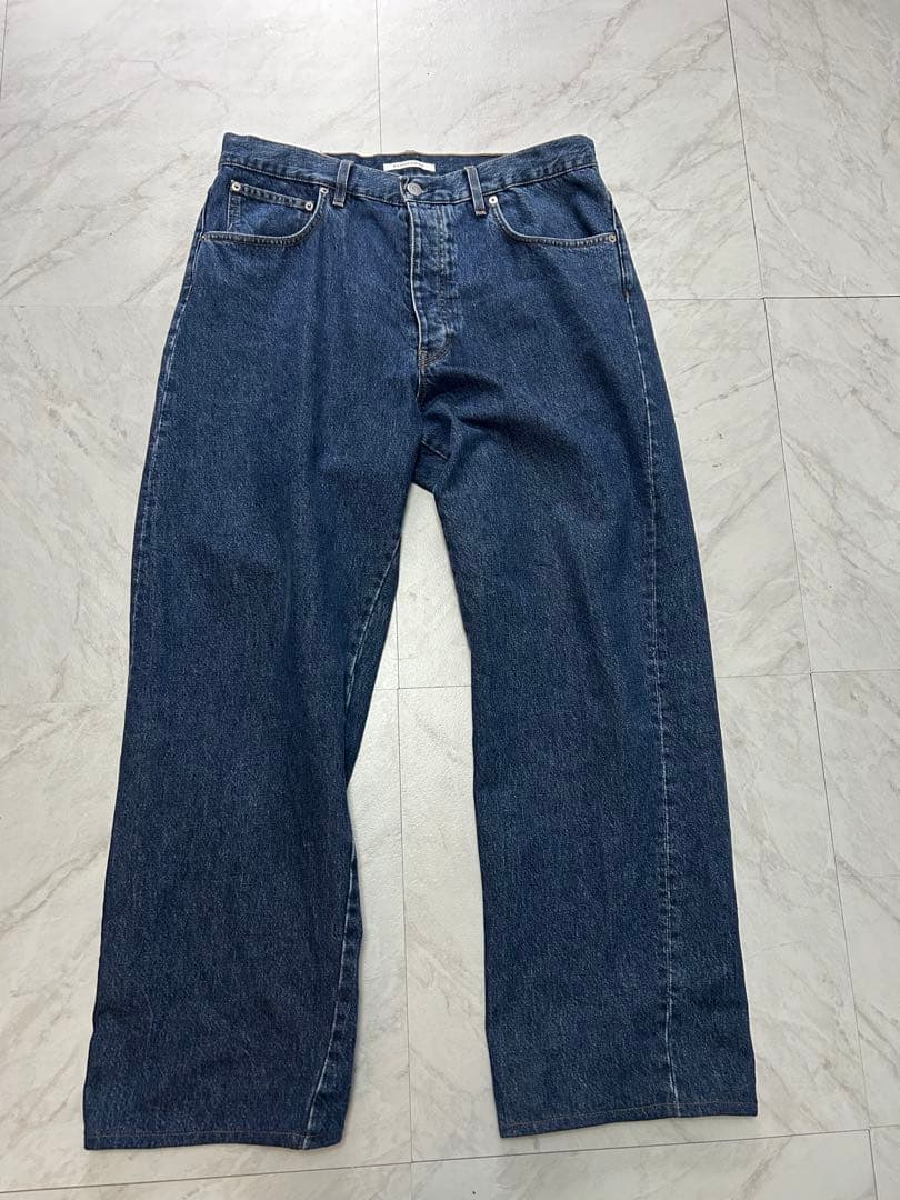 パンツ Sunflower wide twist jeans rinse blue