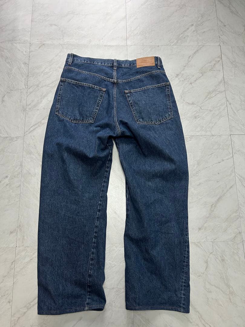 パンツ Sunflower wide twist jeans rinse blue