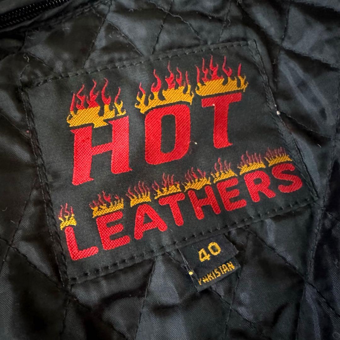 HOT LEATHERS シングルライダースジャケット 40 ファイアーパターン
