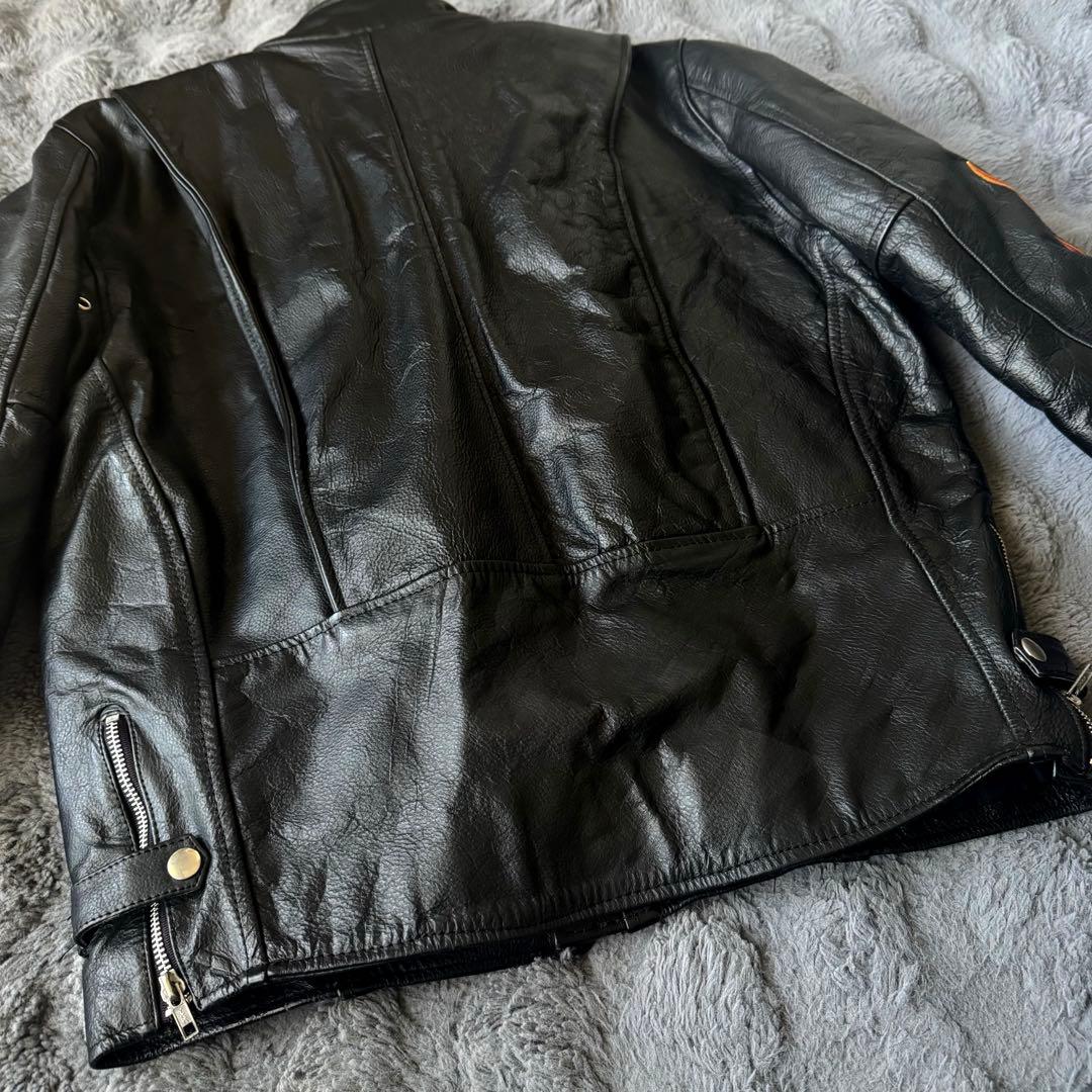 HOT LEATHERS シングルライダースジャケット 40 ファイアーパターン