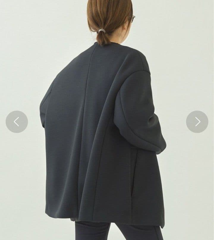 美品 Plage スポンジクルーネックコート 黒