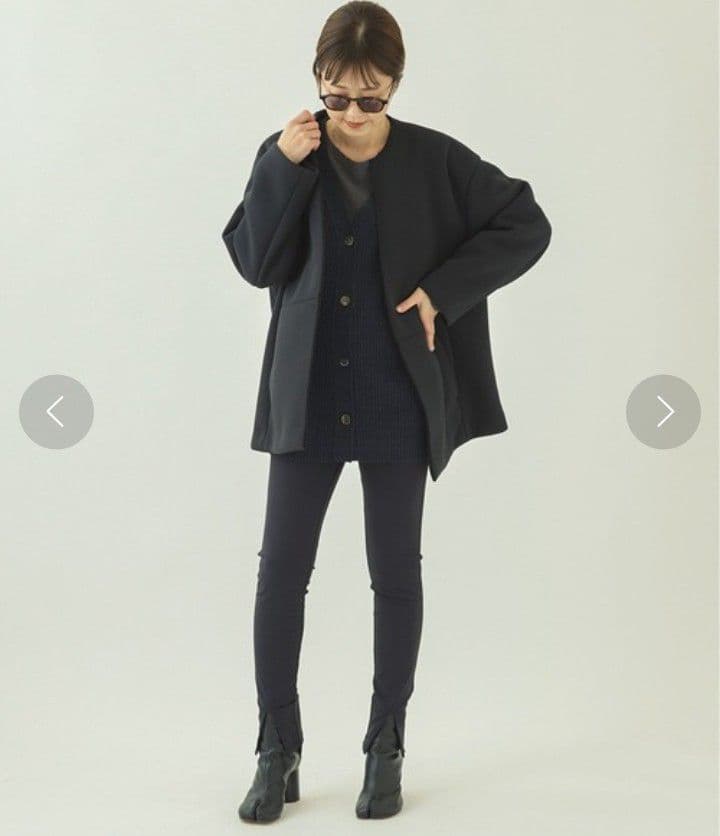 美品 Plage スポンジクルーネックコート 黒