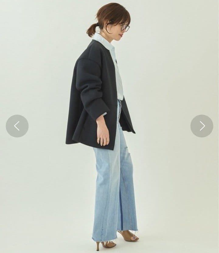 美品 Plage スポンジクルーネックコート 黒