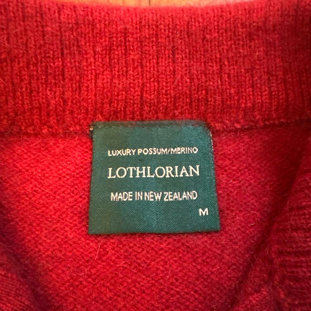 【高級素材】LOTHLORIAN ポッサムメリノ ウールベスト 赤 M NZ製