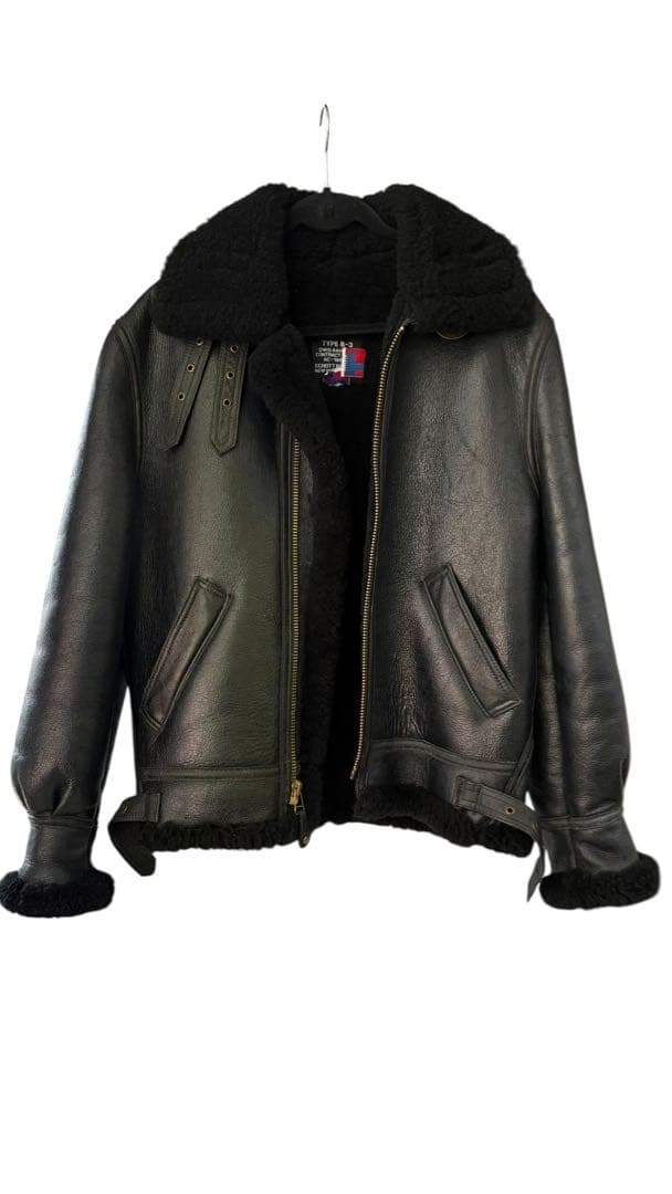 I02 美品 Schott USA製B-3ムートンジャケット USAAFブラック