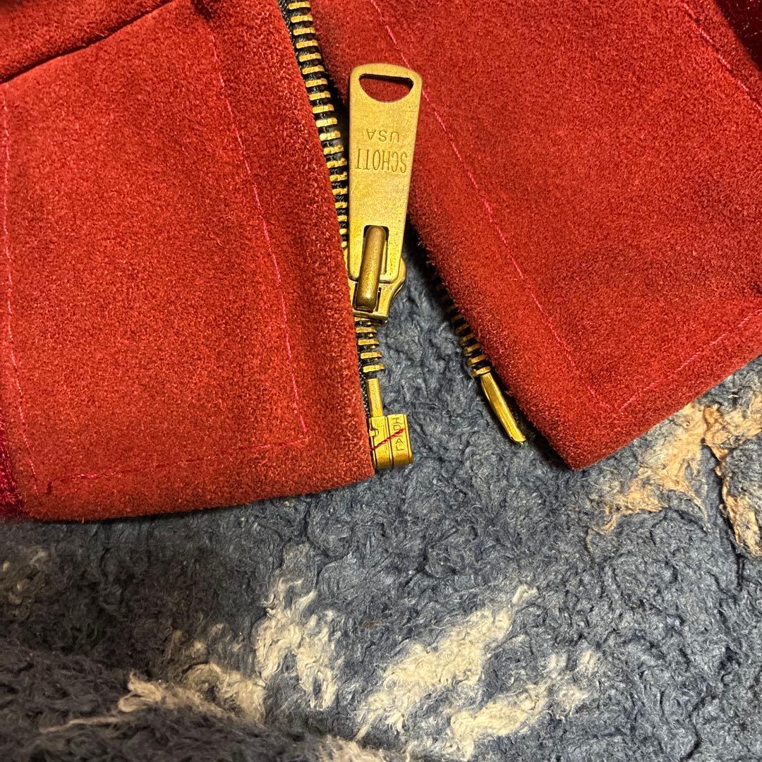 ゼ*ス様 schott ショット　スエード赤ジャケット　38