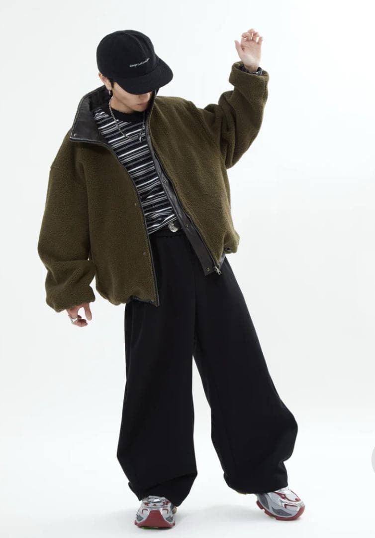 【SALE】L2084リバーシブルPUレザージャケットL（black）地底人