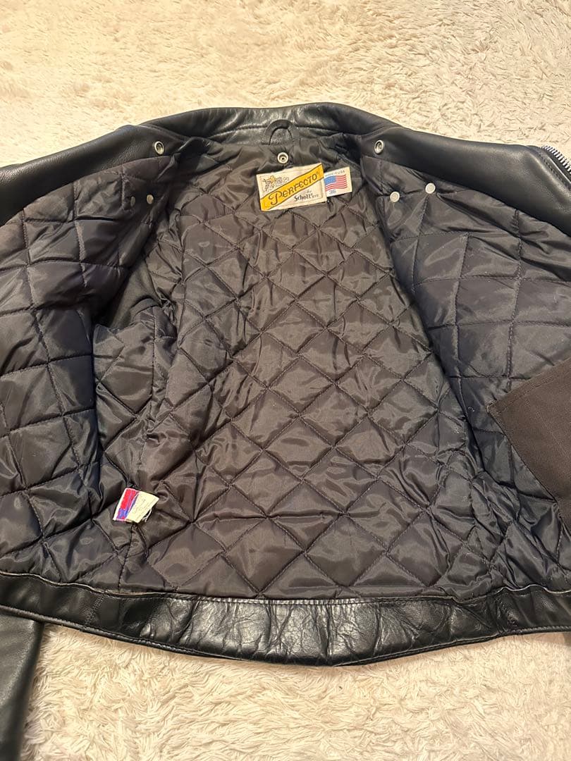 Schott Perfecto ブラックレザーライダースジャケット 36