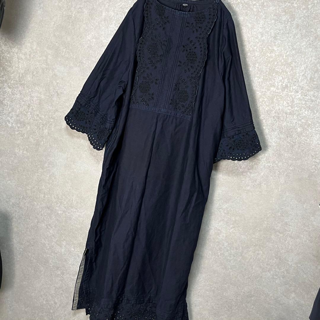 【美品】45R サテンの聖夜ドレス（インディゴ 濃） ワンピース　ドレス