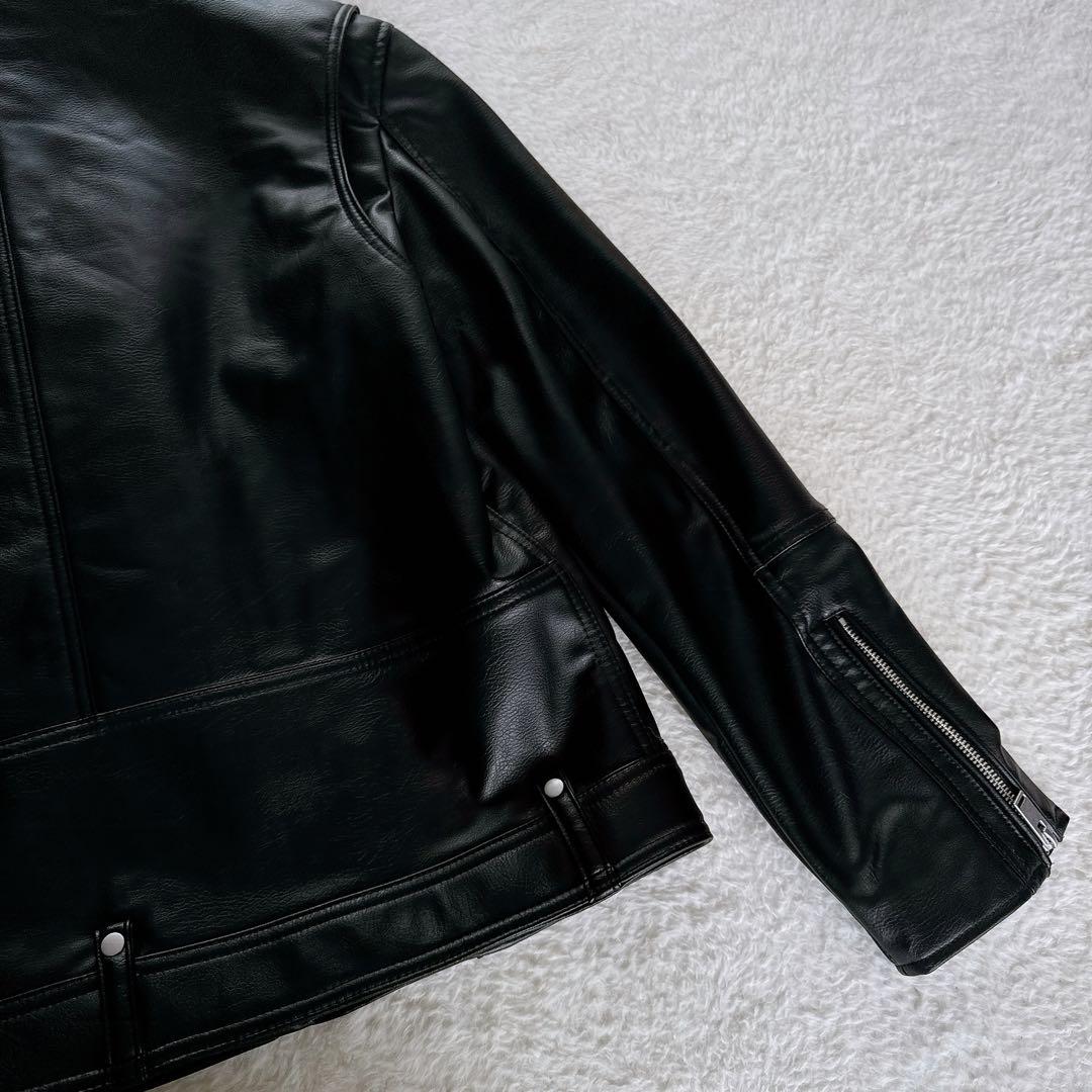 新品タグ付き✨【ZARA】ダブルライダース フェイクレザー ブラック L
