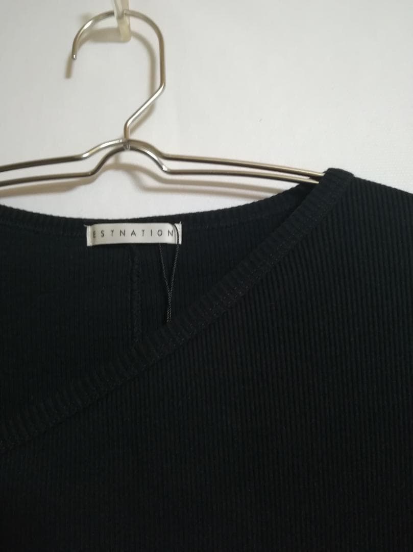 新品 ESTNATION 23SS テレコデザインネックバックスリットワンピース