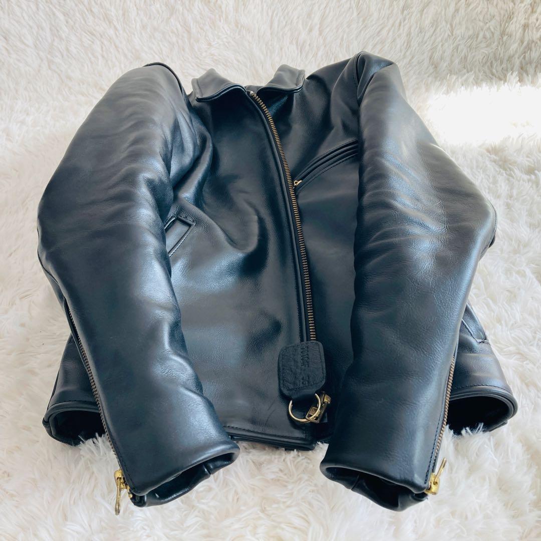 【美品】VANSON ENF シングルライダースレザージャケット32 アメリカ製