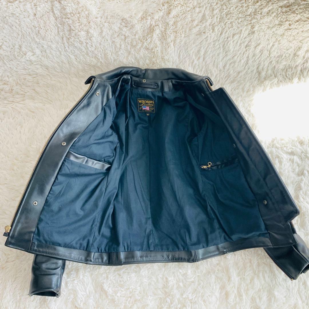 【美品】VANSON ENF シングルライダースレザージャケット32 アメリカ製