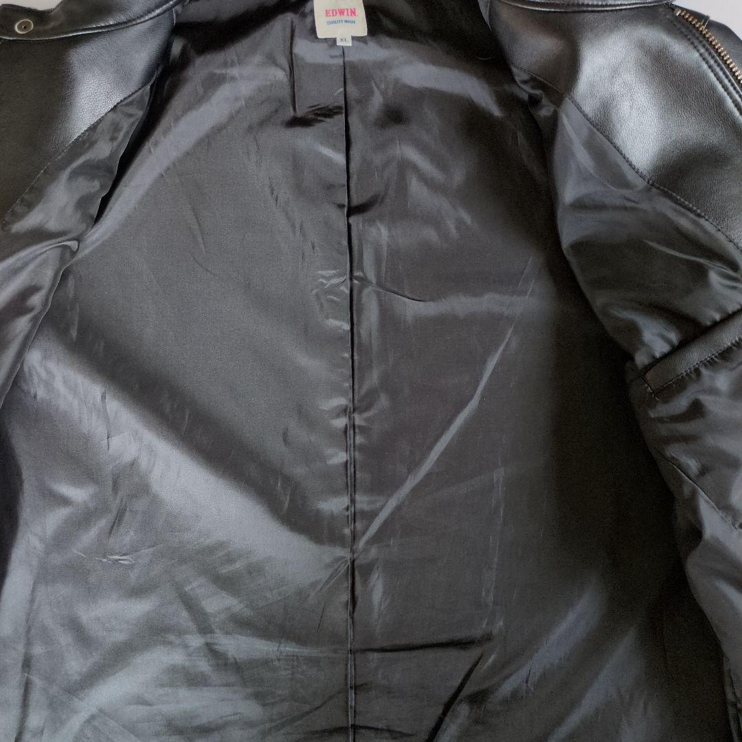 EDWIN シングルライダースジャケット XL ブラック 合成皮革 YKKジップ