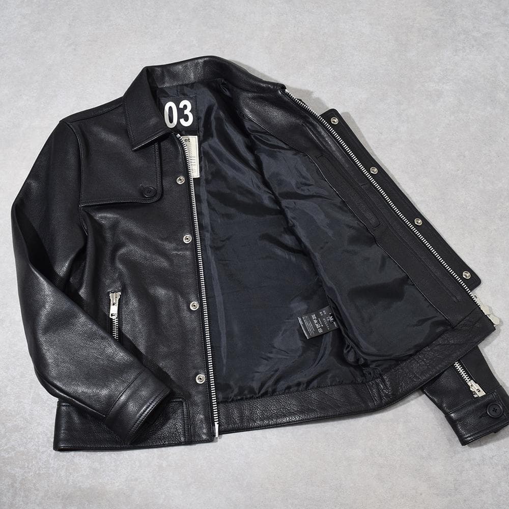 VaLLet 03 牛革 プレミアムカウ レザーライダースジャケット 黒 M
