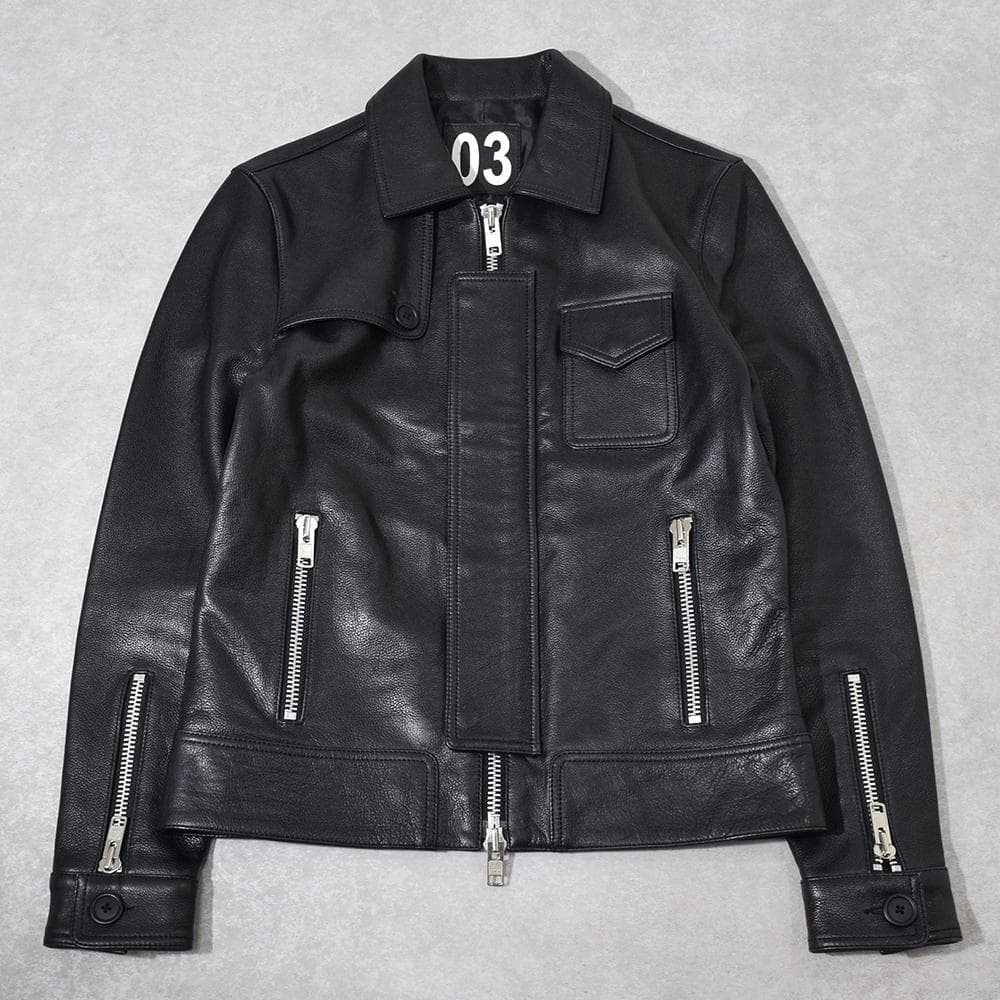 VaLLet 03 牛革 プレミアムカウ レザーライダースジャケット 黒 M