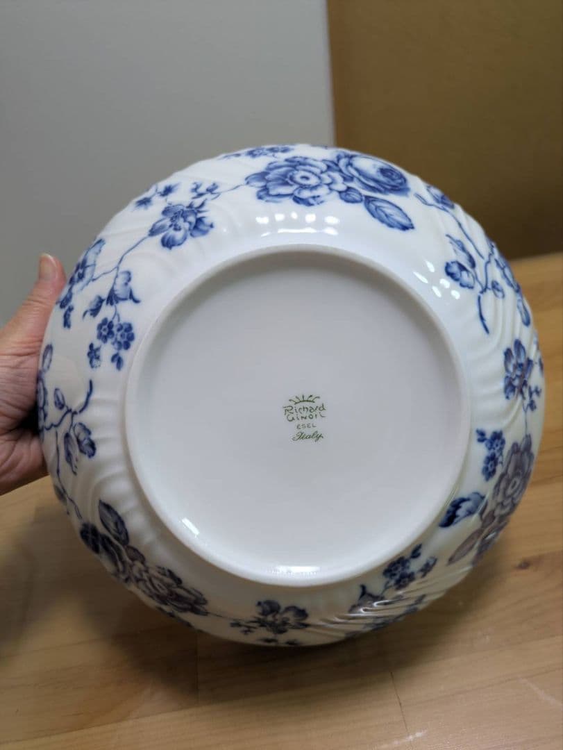 リチャードジノリ 　ローズブルーボール25cm　盛鉢サラダ