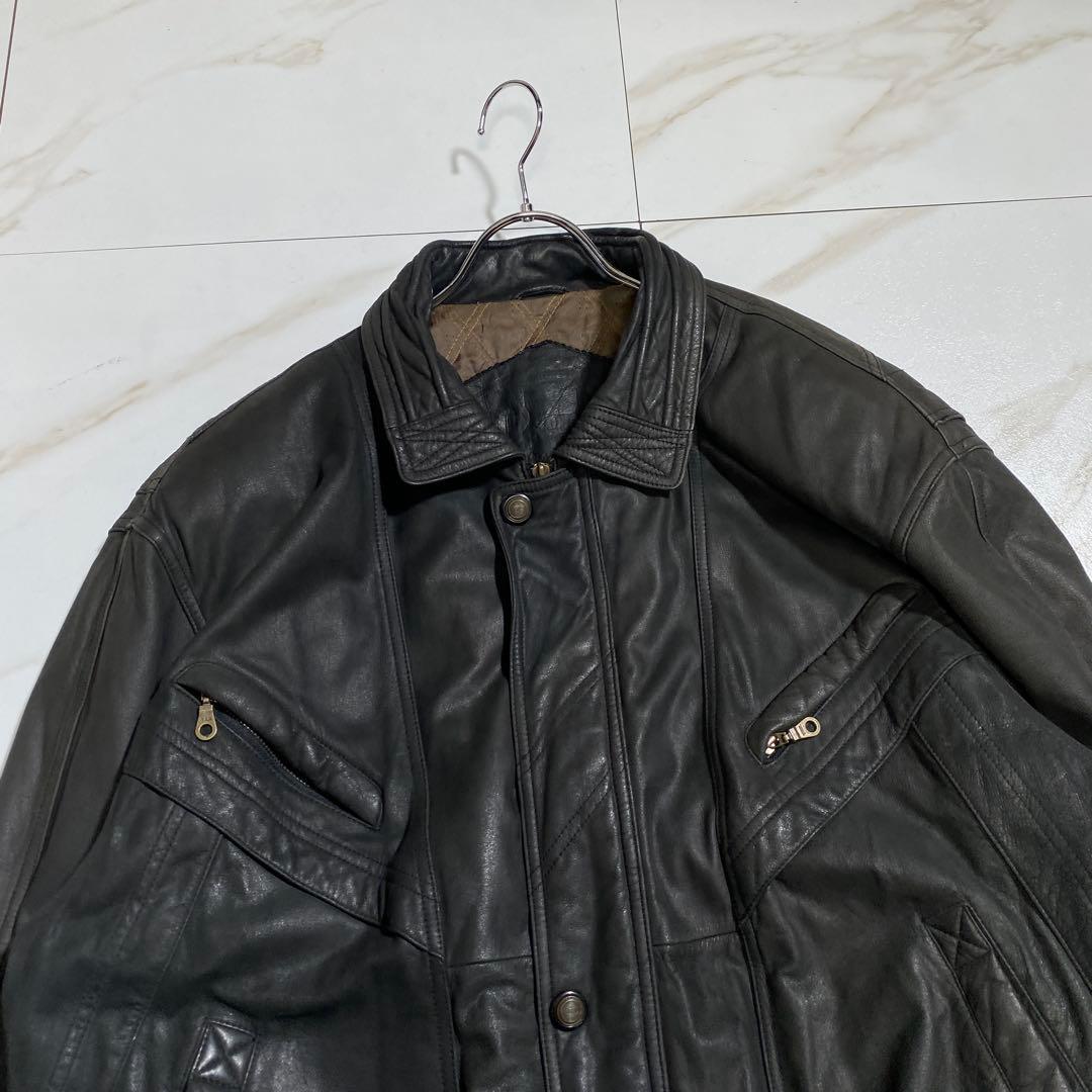 希少⭐︎C&A CANDA 80s レザーワークブルゾン レザージャケット 中綿
