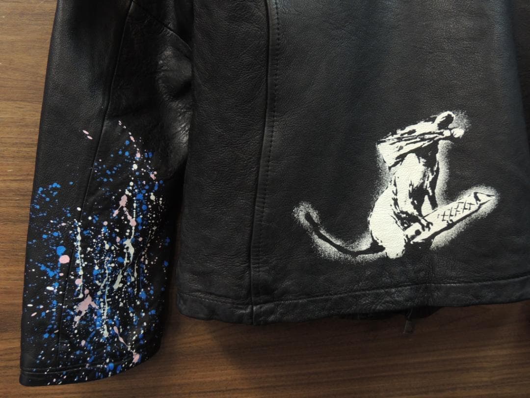 glamb BRANDALISEDバンクシー コラボ レザー ダブル ライダース