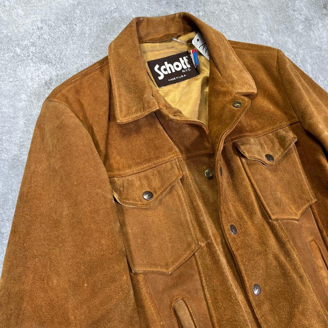 USA製　Schott スエード　トラッカージャケット　38 スナップボタン