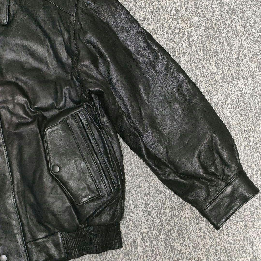 90s Vintage フライトジャケット A-2 短丈 黒 本革 レザー M