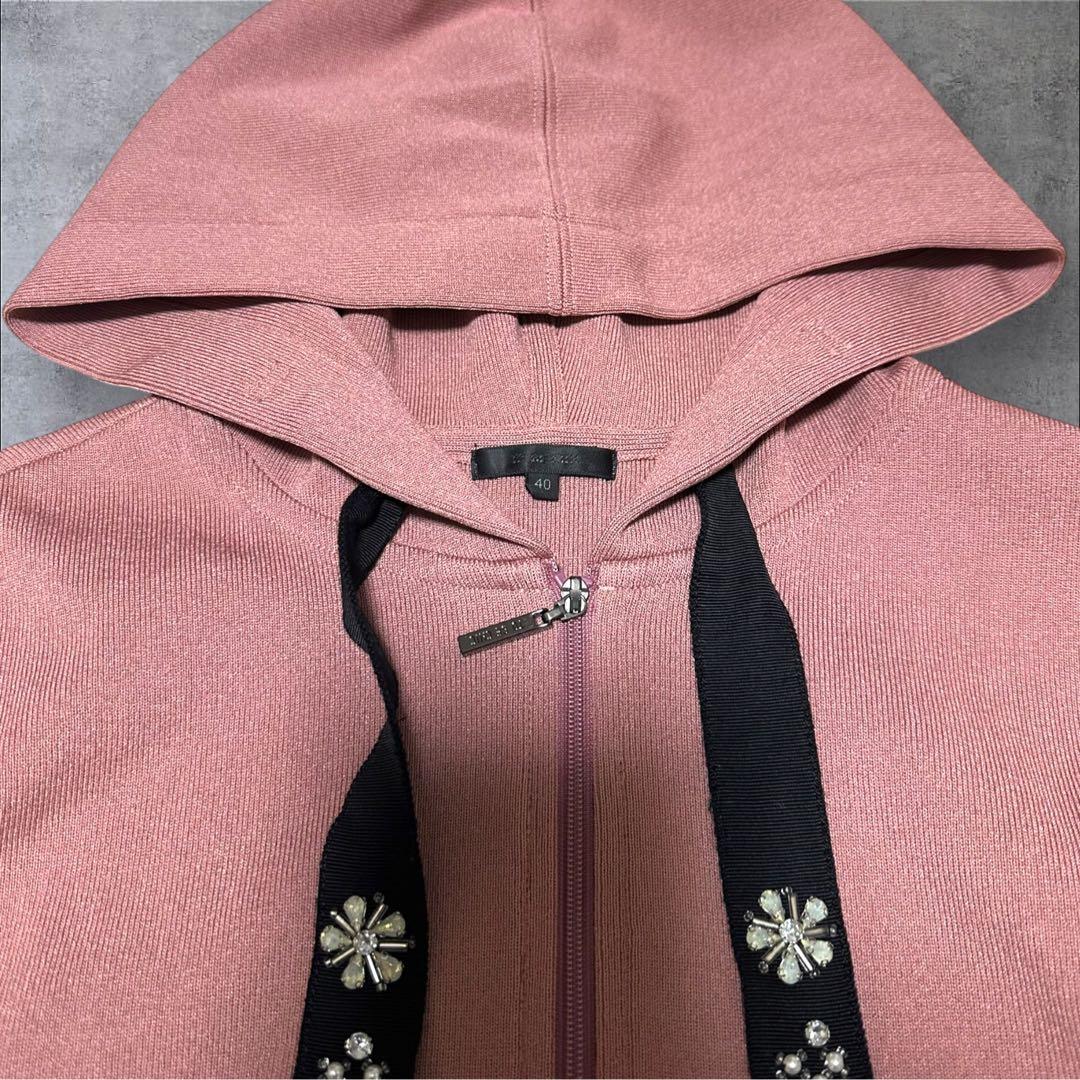 ハナコ TO BE CHIC フリルニットパーカー ビジュー付