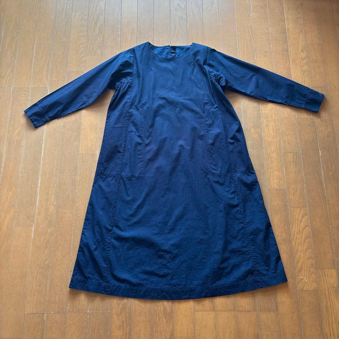 新品えみおわす　藍染　長袖シャツワンピース