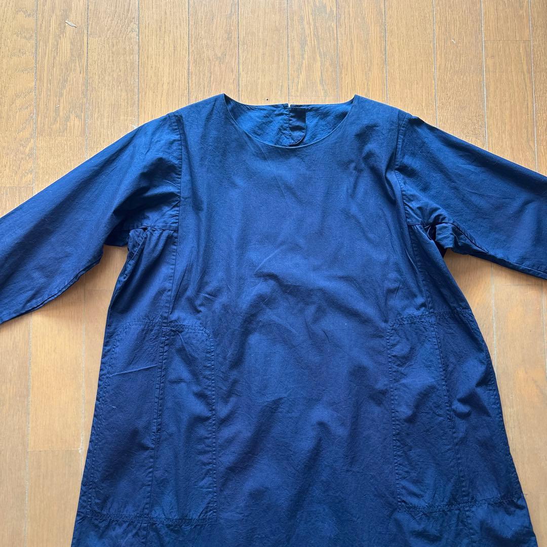 新品えみおわす　藍染　長袖シャツワンピース
