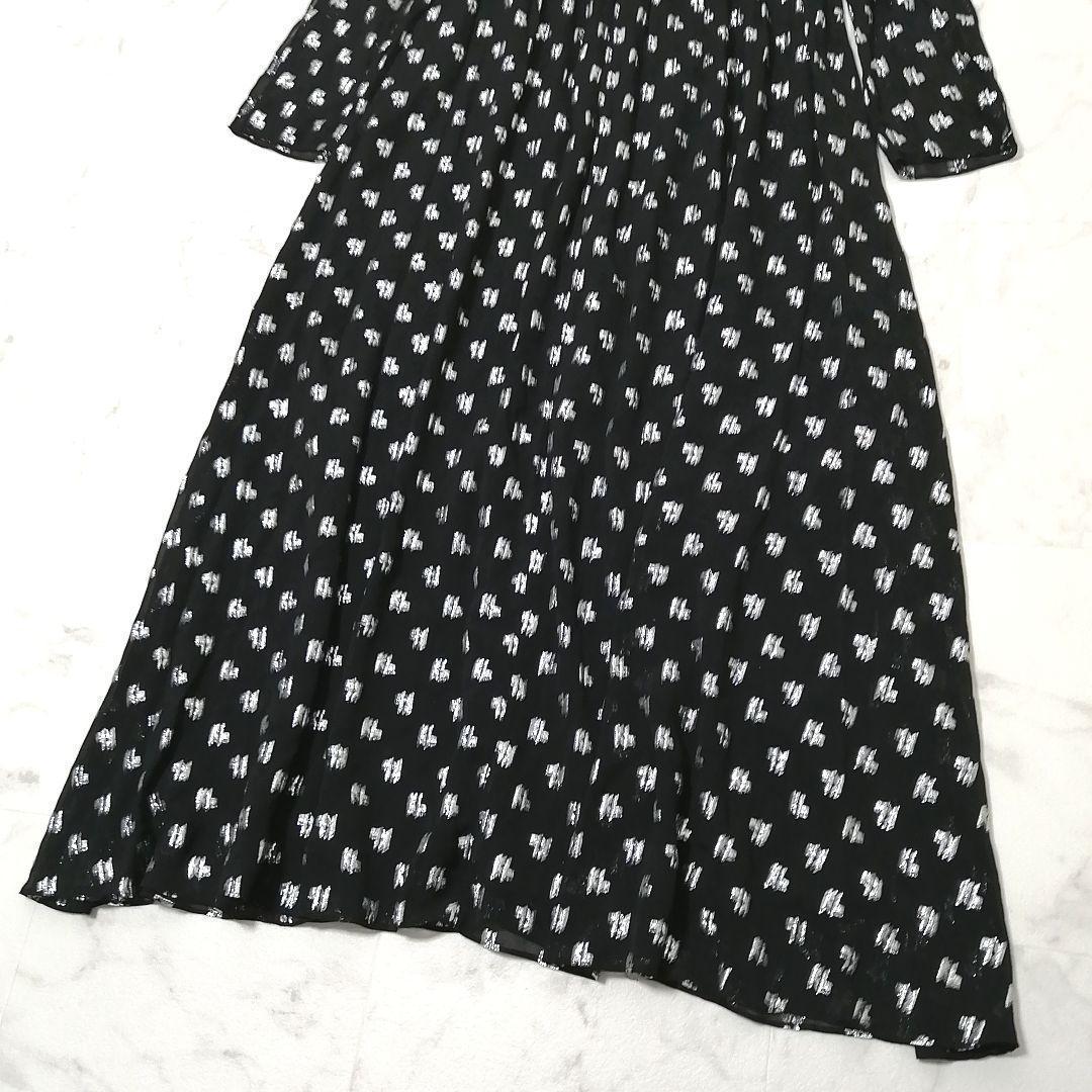 タグ付✨ カールラガーフェルド　メタリックモノグラムドレス　マキシ