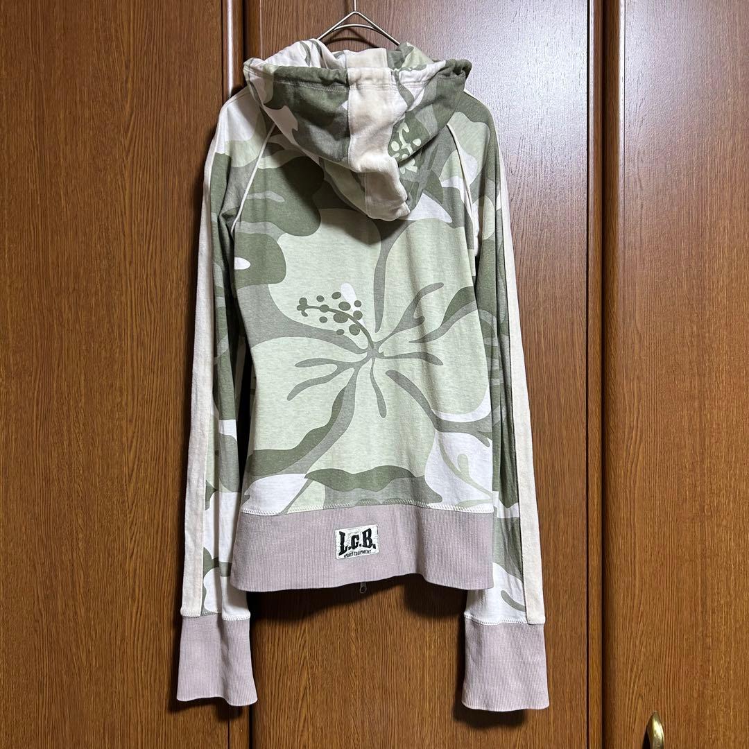 L.G.B. カモフラ 迷彩 ハイビスカス パーカー リブ ヴィンテージ稀少レア