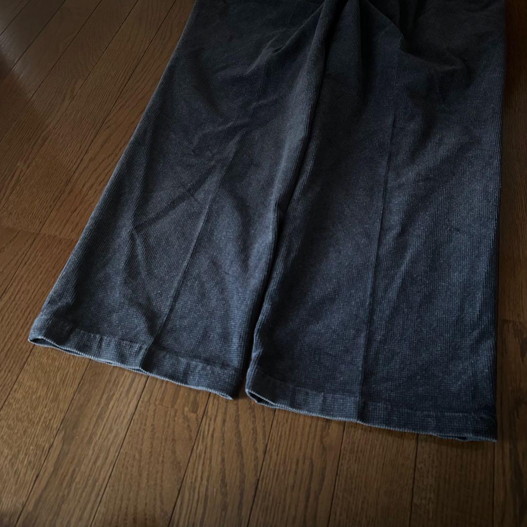 00s EDWIN ツータック ワイド コーデュロイ パンツ フェード ネイビー