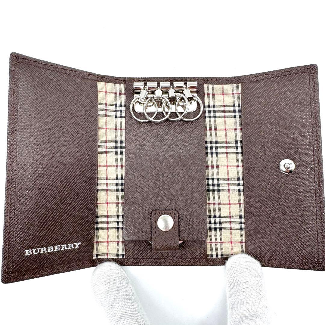 希少 未使用✨BURBERRY ノバチェック 4連キーケース レザー ブラウン
