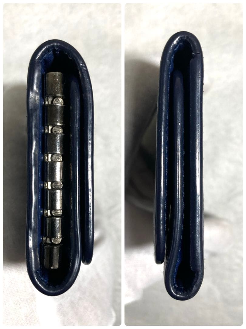 良品　ロエベ　アナグラム　レザー　6連キーケース ブルー系