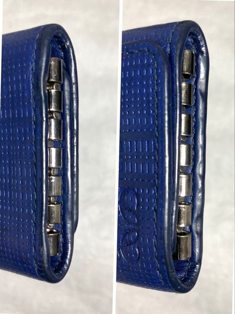 良品　ロエベ　アナグラム　レザー　6連キーケース ブルー系