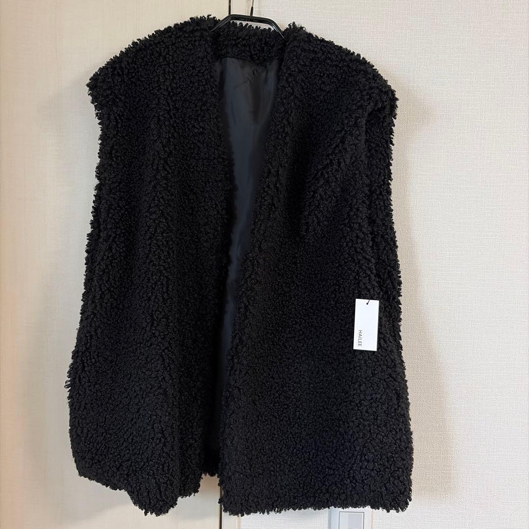 hailee boa gillet ジレ　ボア　ブラック　ヘイリー
