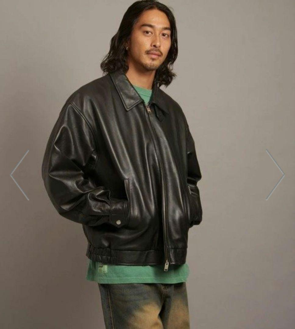 ブラックレザーオーバーサイズジャケット