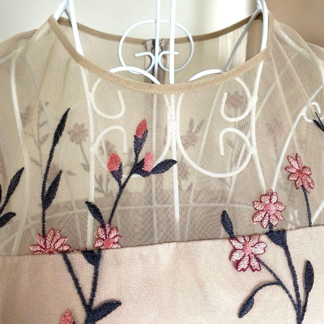 GRACE CONTINENTAL チュール花柄刺繍ワンピース 38 M