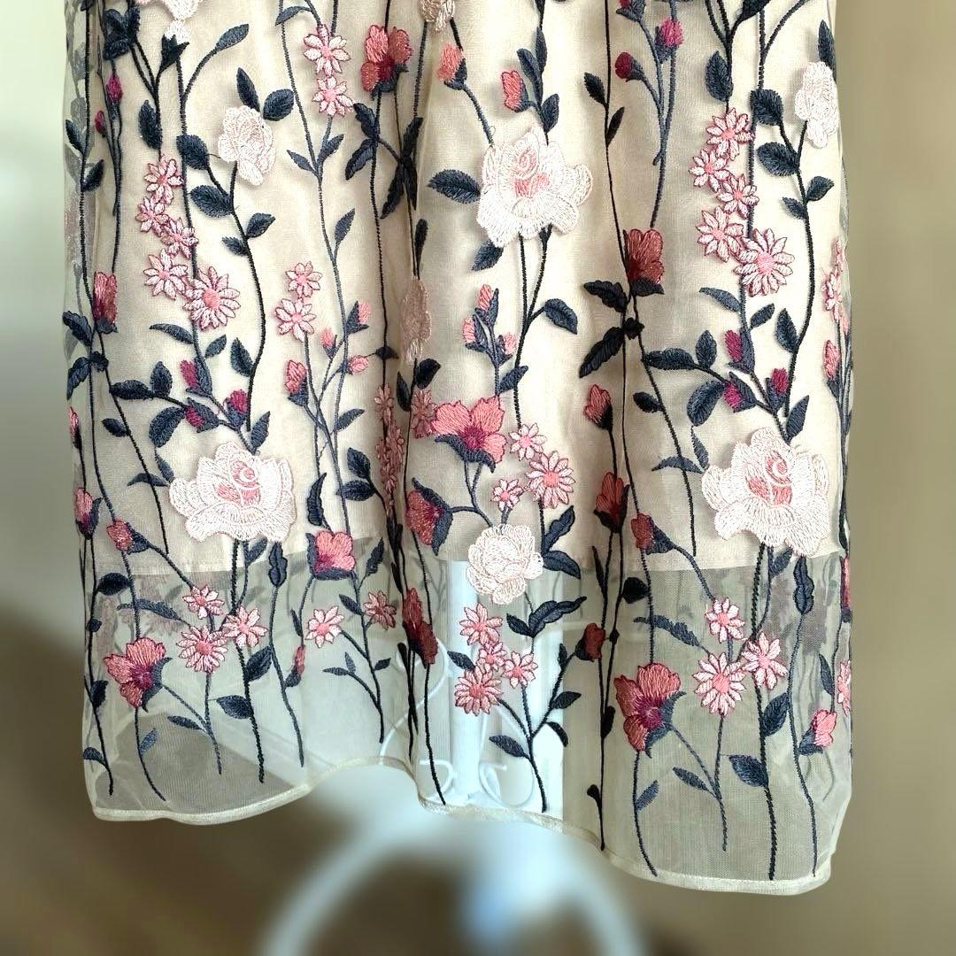 GRACE CONTINENTAL チュール花柄刺繍ワンピース 38 M