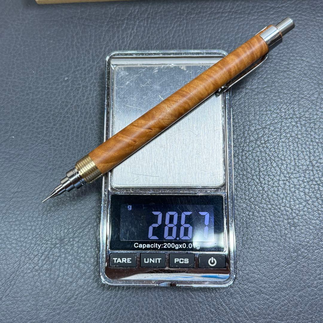 182楓瘤　木製シャーペン　最強低重心溝付き　真鍮　赤身