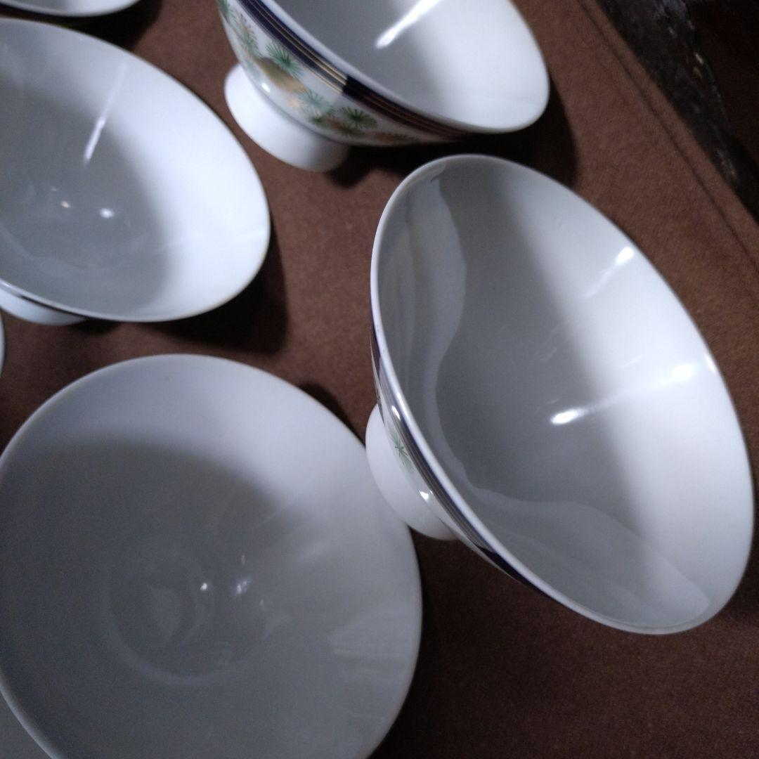 ヴィンテージ【有田焼】 ハートマーク 金襴唐松海青図 飯茶碗　9客