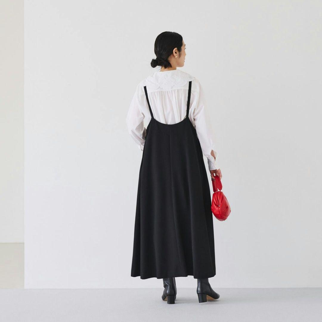 北欧暮らしの道具店　サイドタックのサロペットスカート　ブラック　S