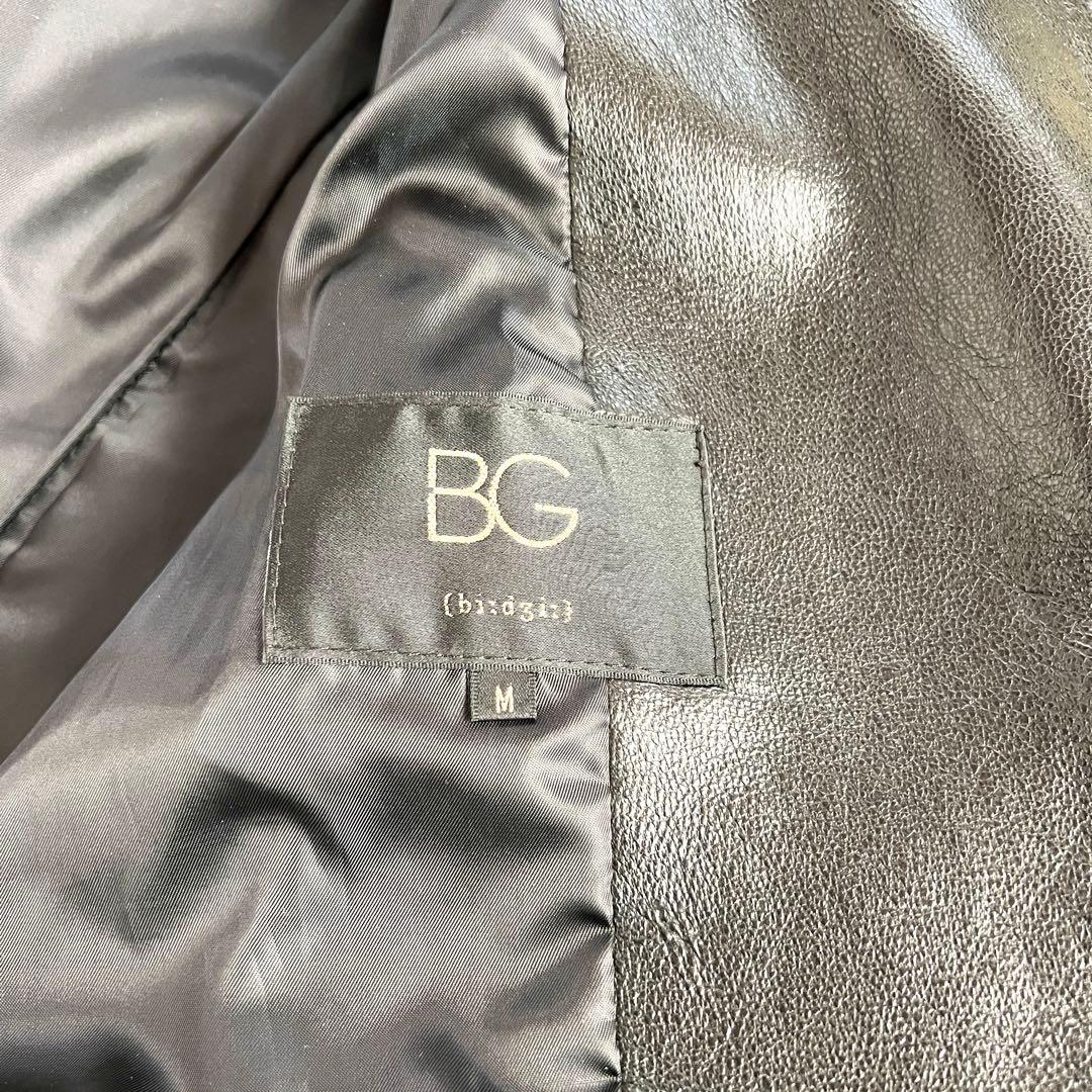 美品　BG ジップアップパーカー　レザージャケット　レザー　ラム　羊　黒　M