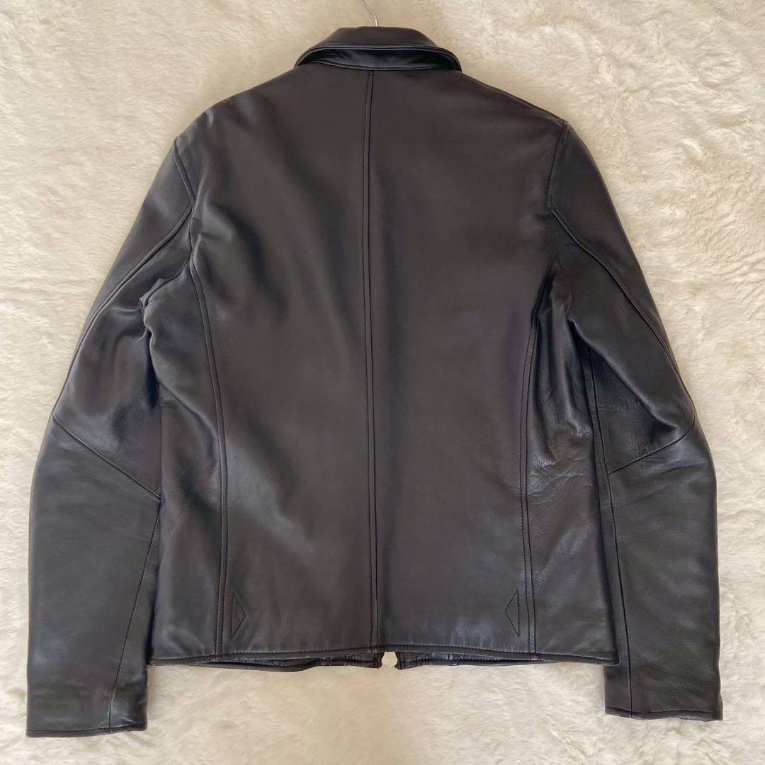 極美品 羊革 ナノユニバース レザージャケット 黒 M シングルライダース