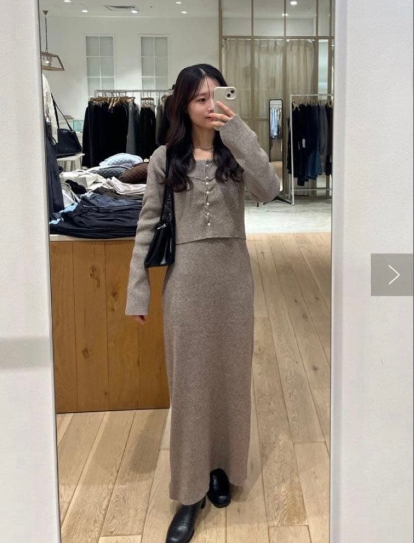 mystic ミスティック　ニットビスチェ付きワンピース　モカベージュsize1