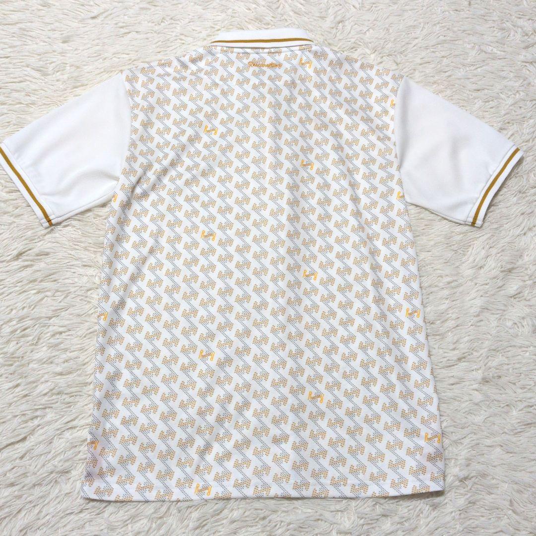 美品レザレクション メンズポロシャツ ホワイト/ゴールド M