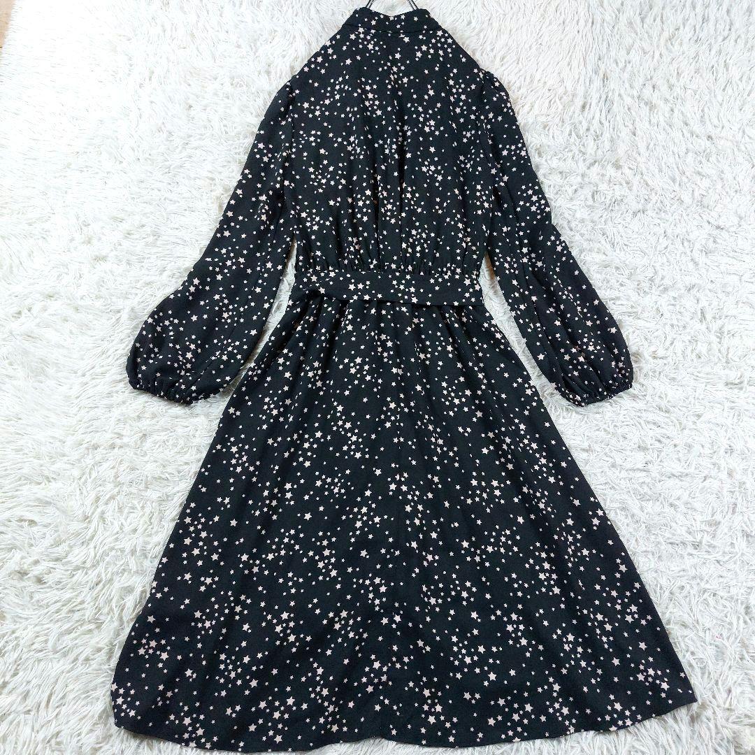 極美品 ケイトスペードニューヨーク 星 スター 総柄 ベルト ギャザーワンピース