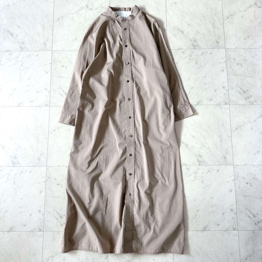 極美品♪ティッカ テントシャツワンピース バンドカラー ロングシャツワンピース