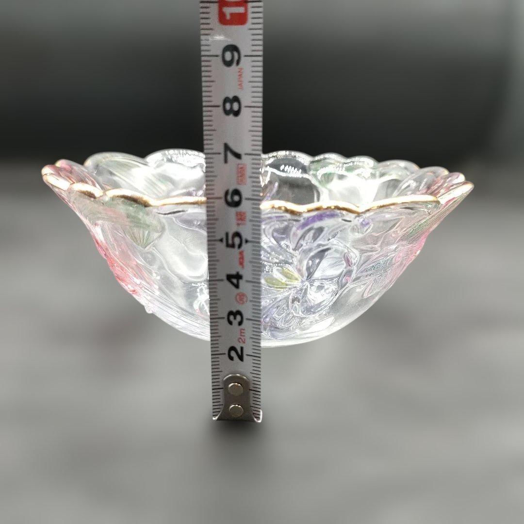 ガラスボウル　　金縁　花柄　5個セット